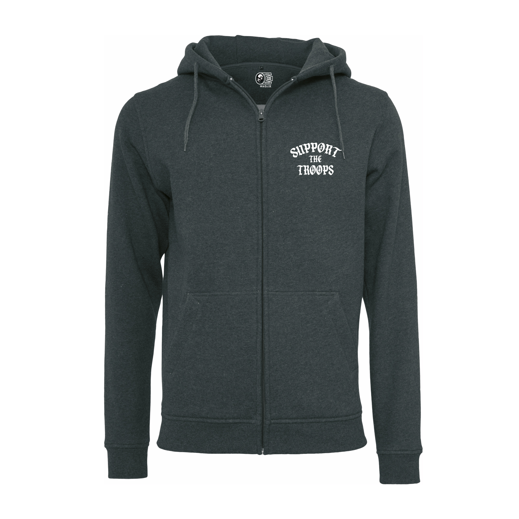 Zipper – SUPPORT THE TROOPS charcoal