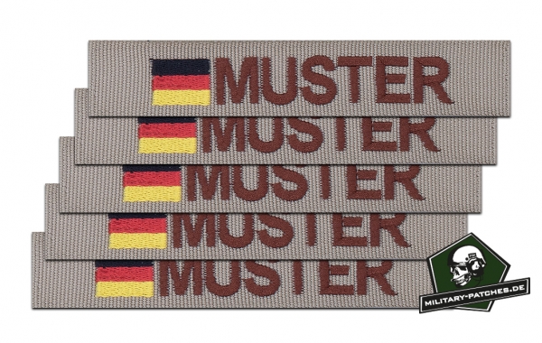 Patch_Namensband_BRD_sand-braun_ARIAL Namensband 1/3/5 Stück sand/braun und Bundesflagge