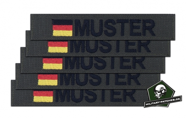 Patch_Namensband_BRD_oliv-schwarz_ARIAL Namensband 1/3/5 Stück oliv/schwarz und Bundesflagge